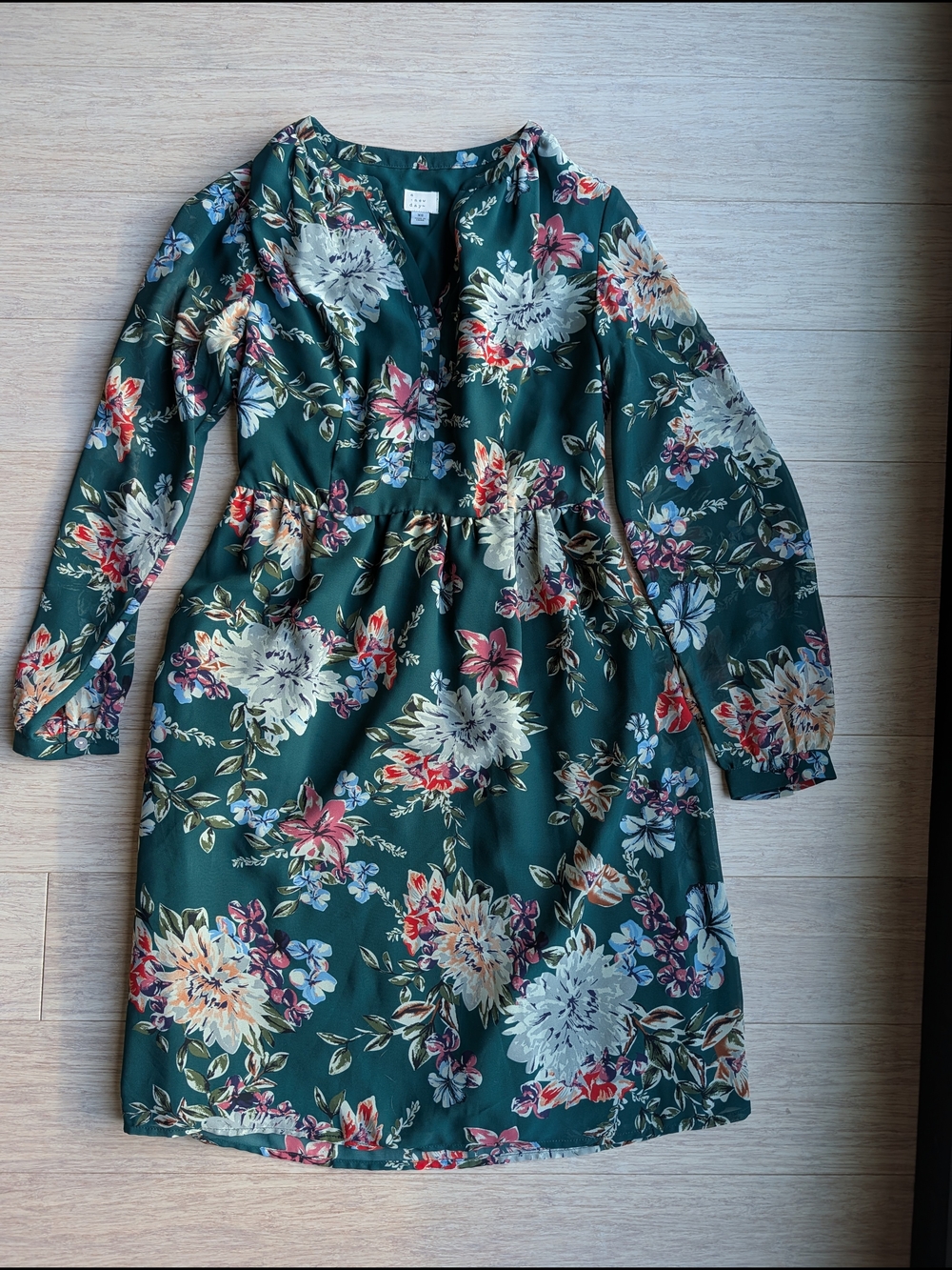 Target Dark Green Floral Long Sleeve Dress